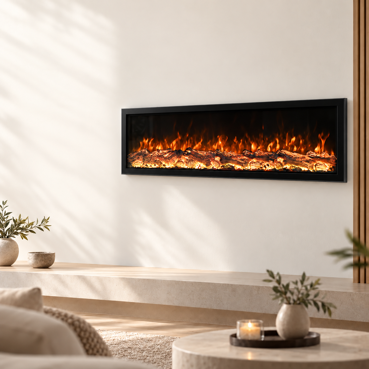 Recessed Wall-Mounted Electric Fireplace – Wall-mounted or recessed installation