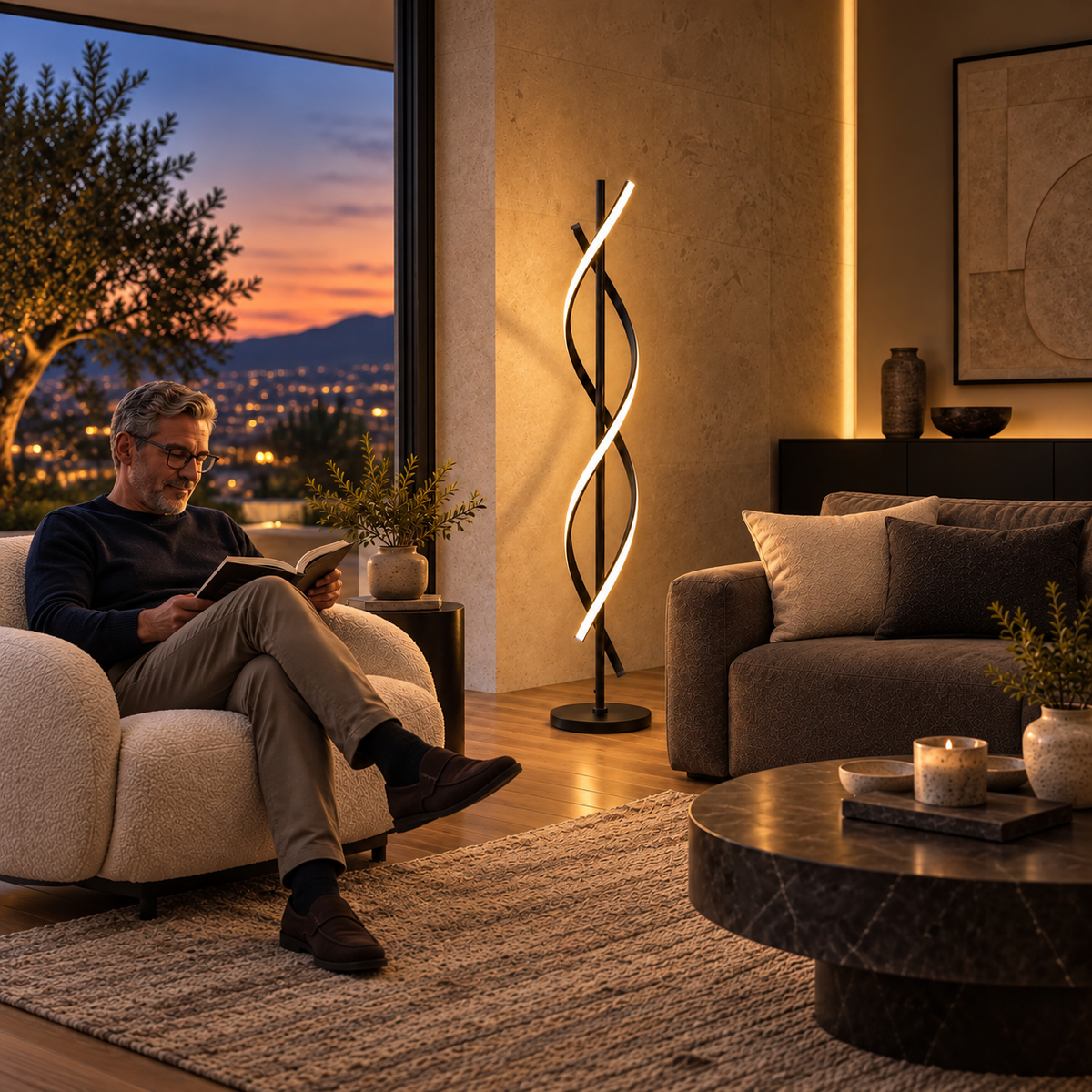 Sculptural Nordic LED Floor Lamp Made of Aluminum – Minimalist, contemporary lighting design