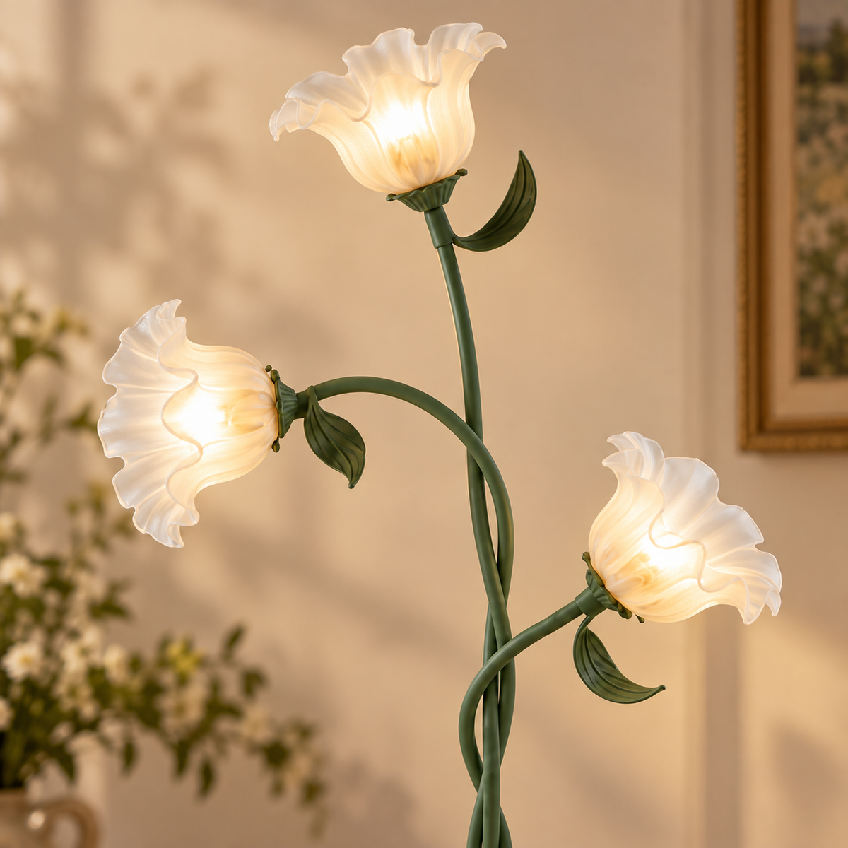 French Country Floral Retro Floor Lamp