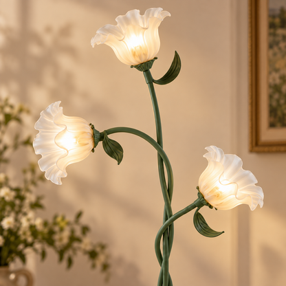 French Country Floral Retro Floor Lamp