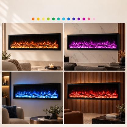 Recessed Wall-Mounted Electric Fireplace – Built-in heating function