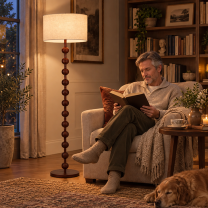 Wabi-Sabi Floor Lamp with Walnut Finish – Warm white light (3500 K)