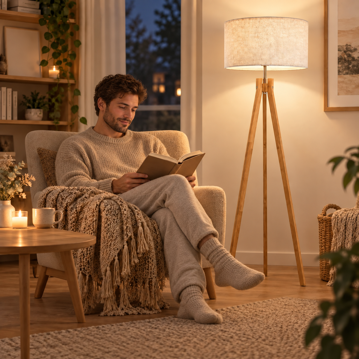 Luxurious Nordic Wooden Floor Lamp – Decorative wooden structure