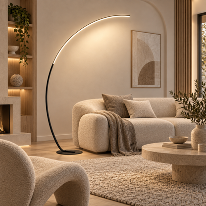 Nordic Arc LED Floor Lamp in Aluminum – Available in black or white
