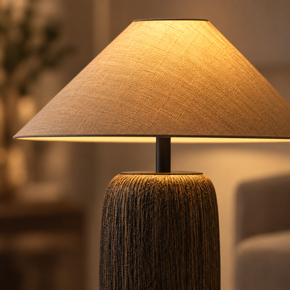 Retro Floor Lamp Made of Ceramic & Fabric – Fabric lampshade