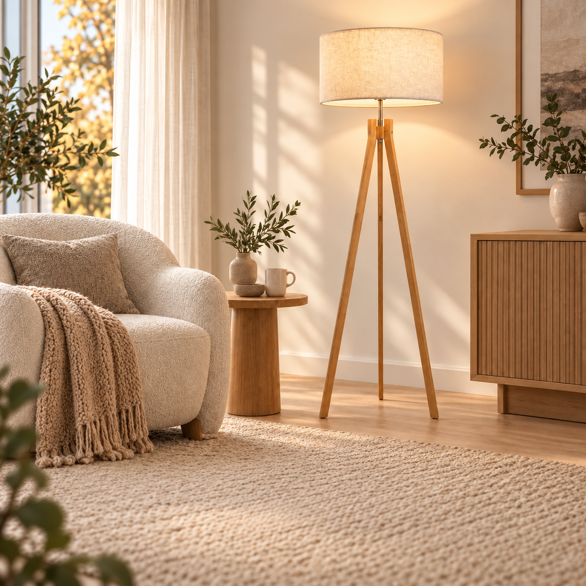 Luxurious Nordic Wooden Floor Lamp – Perfect for the living room, bedroom, or reading nook