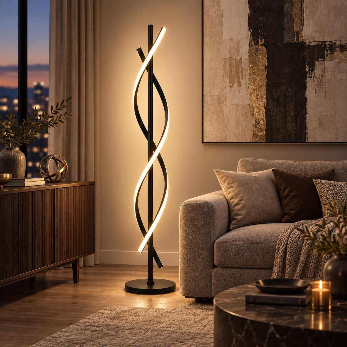Sculptural Nordic LED Floor Lamp Made of Aluminum – Built-in LED lighting