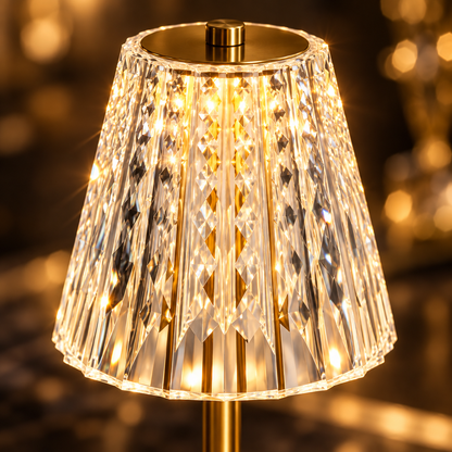 Crystal LED Table Lamp – Rechargeable battery and cordless operation