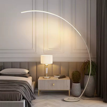 Nordic Arc LED Floor Lamp in Aluminum – Minimalist, curved design