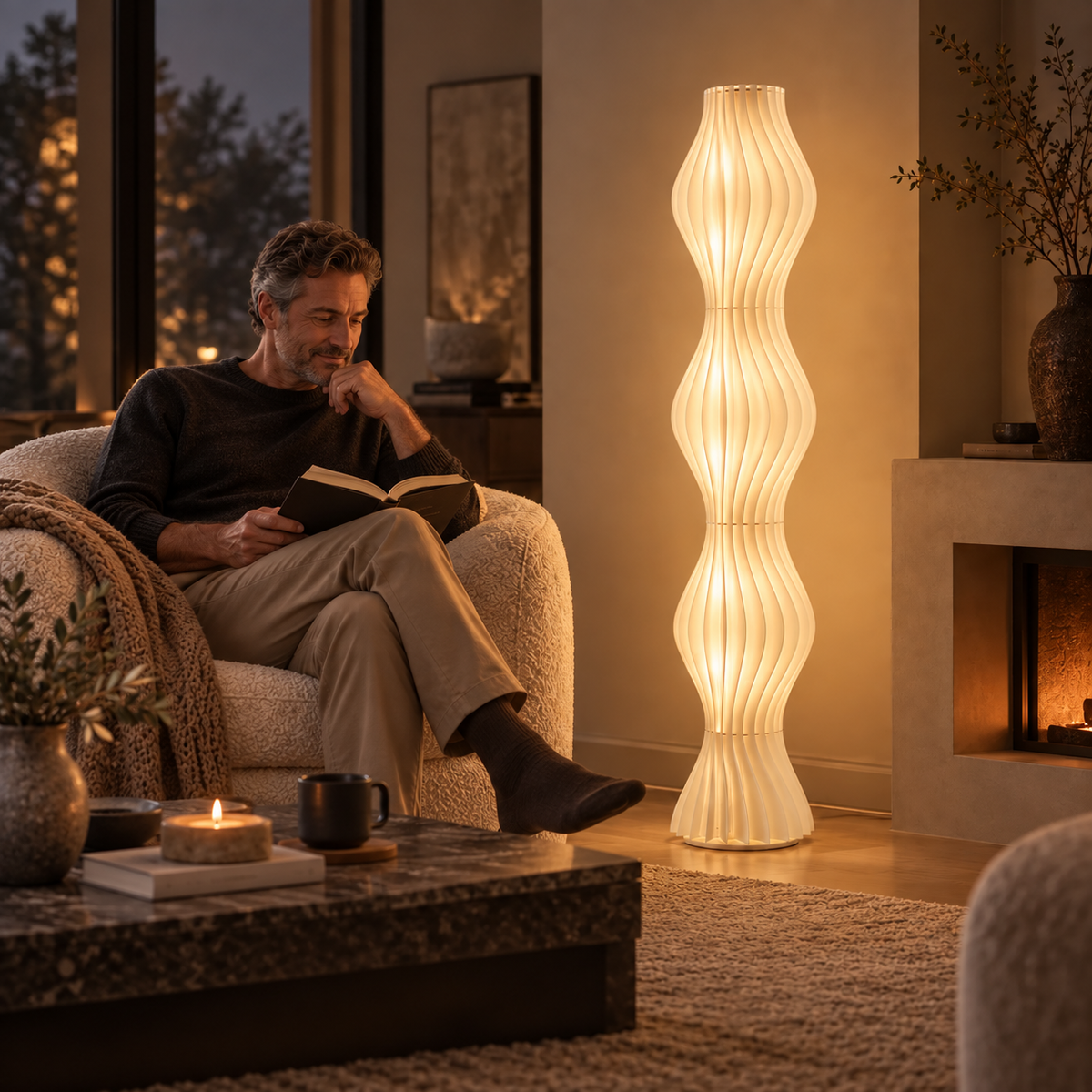 Wabi-Sabi Sculptural Floor Lamp – Sculptural silhouette with organic curves