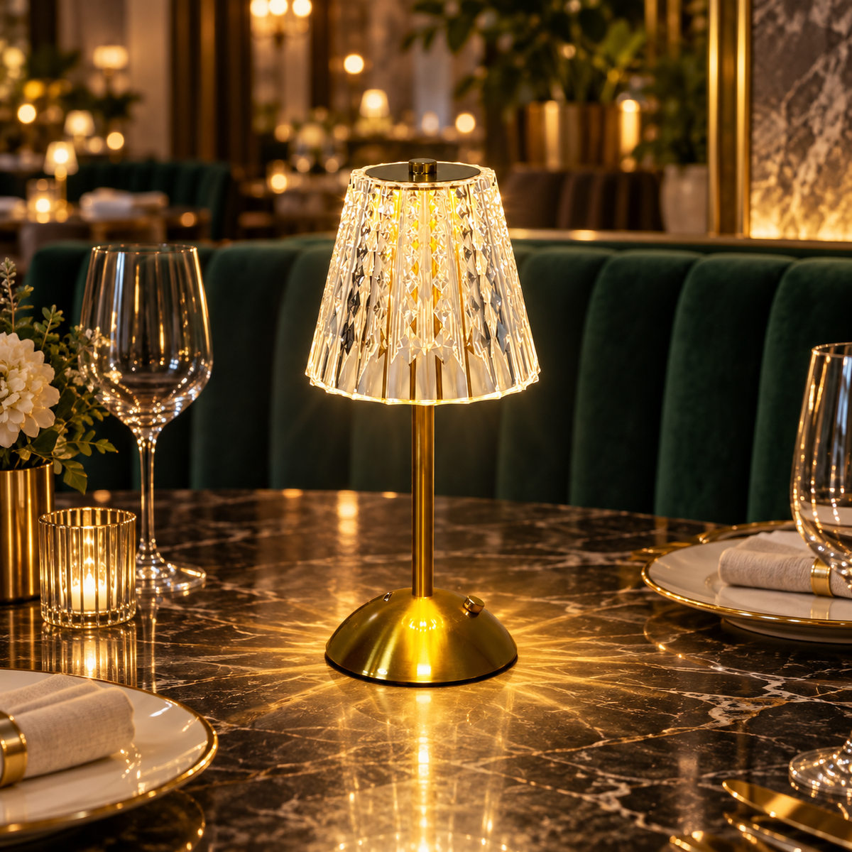 Crystal LED Table Lamp – Elegant, portable crystal design