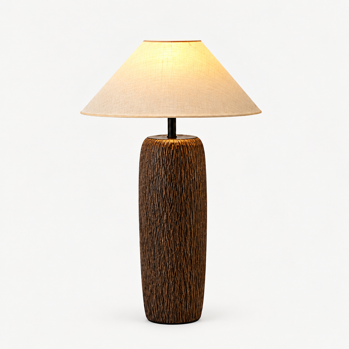 Retro Floor Lamp Made of Ceramic & Fabric