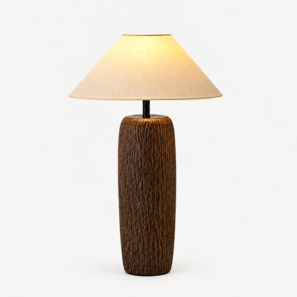 Retro Floor Lamp Made of Ceramic & Fabric