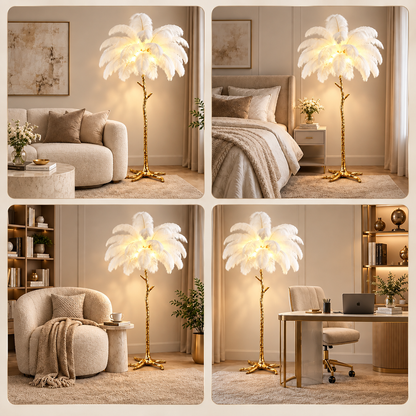 Luxury Floor Lamp Made of Ostrich Feathers – Elegant and romantic design