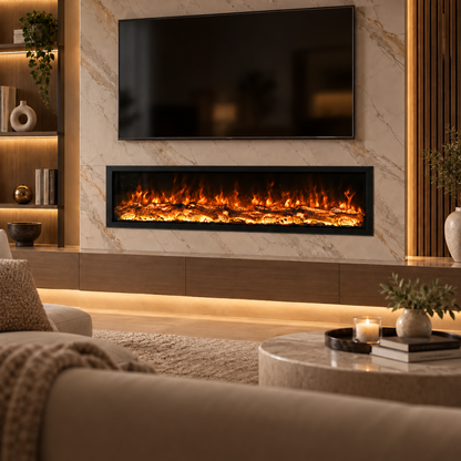 Recessed Wall-Mounted Electric Fireplace – Modern 1200 mm panoramic design