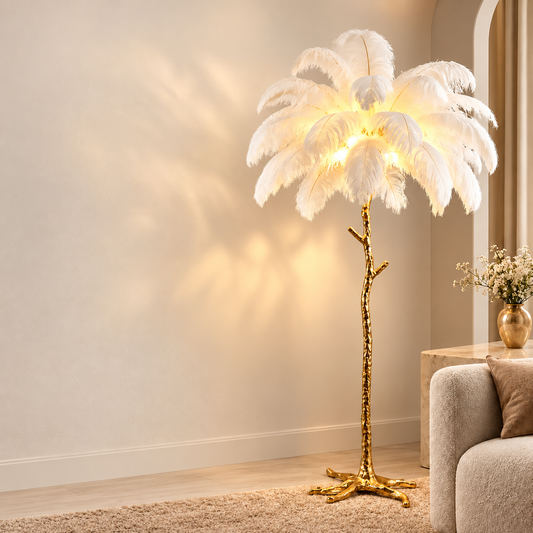 Luxury Floor Lamp Made of Ostrich Feathers