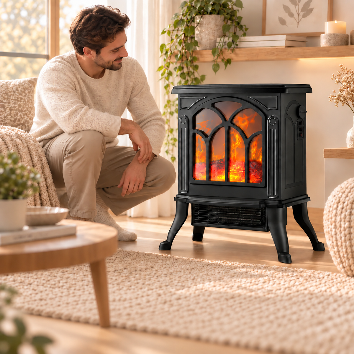Electric fireplace stove – Electric heater with warm air circulation